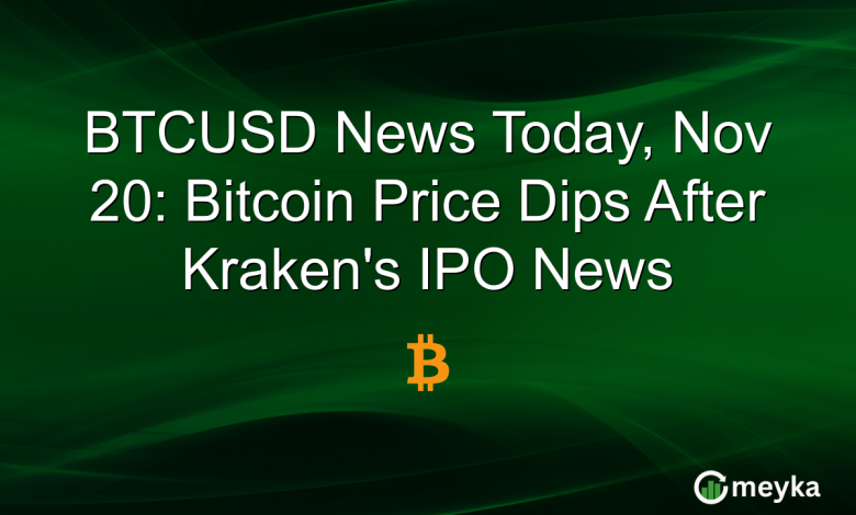 BTCUSD News Today, Nov 20: Bitcoin Price Dips After Kraken’s IPO News