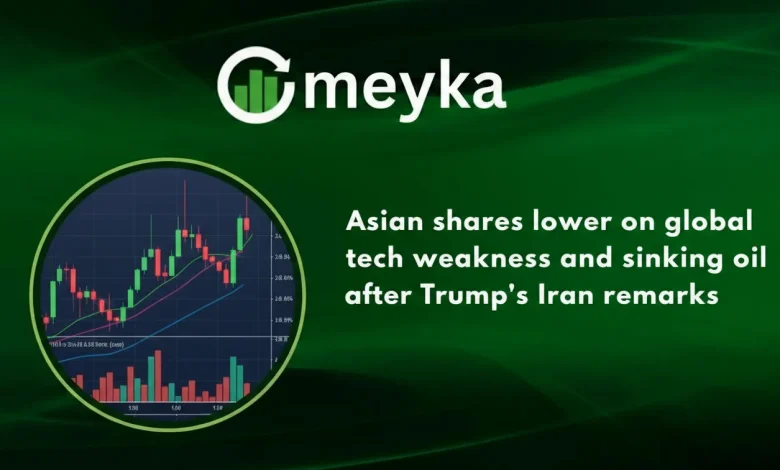 Asian shares lower on global tech weakness and sinking oil after Trump’s Iran remarks