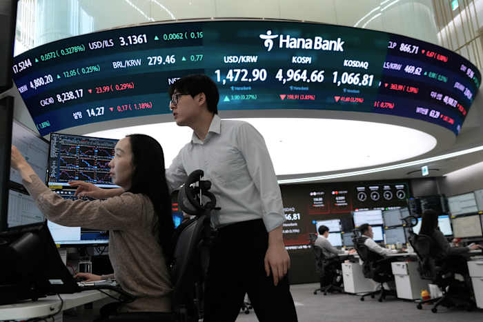 Bitcoin falls 8% and Asian shares mostly slip after Wall Street is hit by tech stock losses