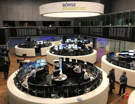 Earnings lift global stocks as U.S. yields dip; euro weakens after ECB