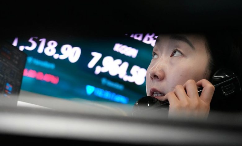 Asian shares fall after a tech sell-off on Wall Street, while oil prices gain